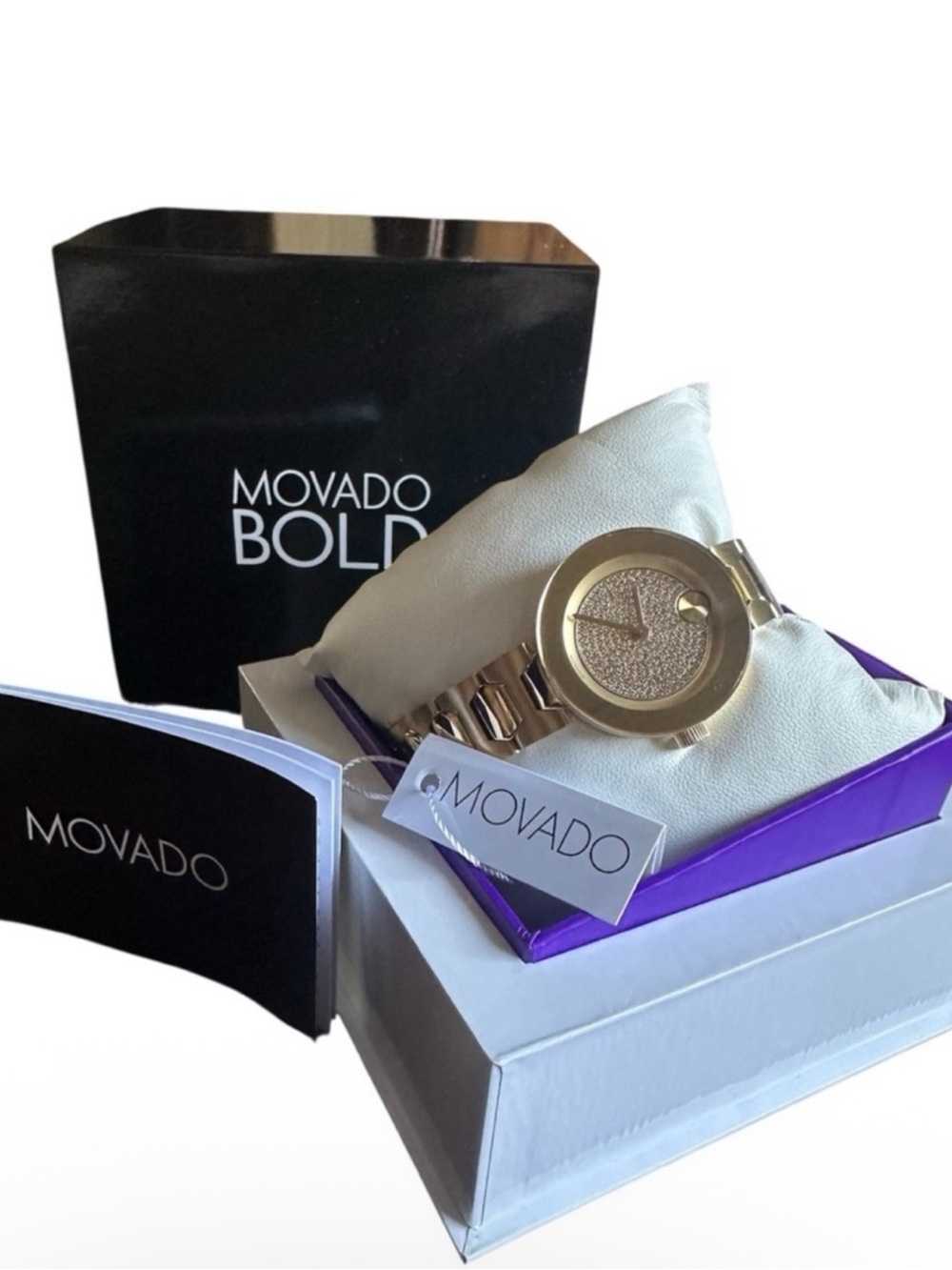 Movado Women’s Gold-Tone Crystal Dial Bracelet Watch